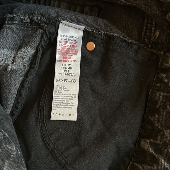 Topshop Women’s Black Distressed Jean Shorts - Picture 7 of 7